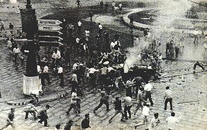 The street fights in 1960 at Genoa. The street fights in 1960 at Genoa.